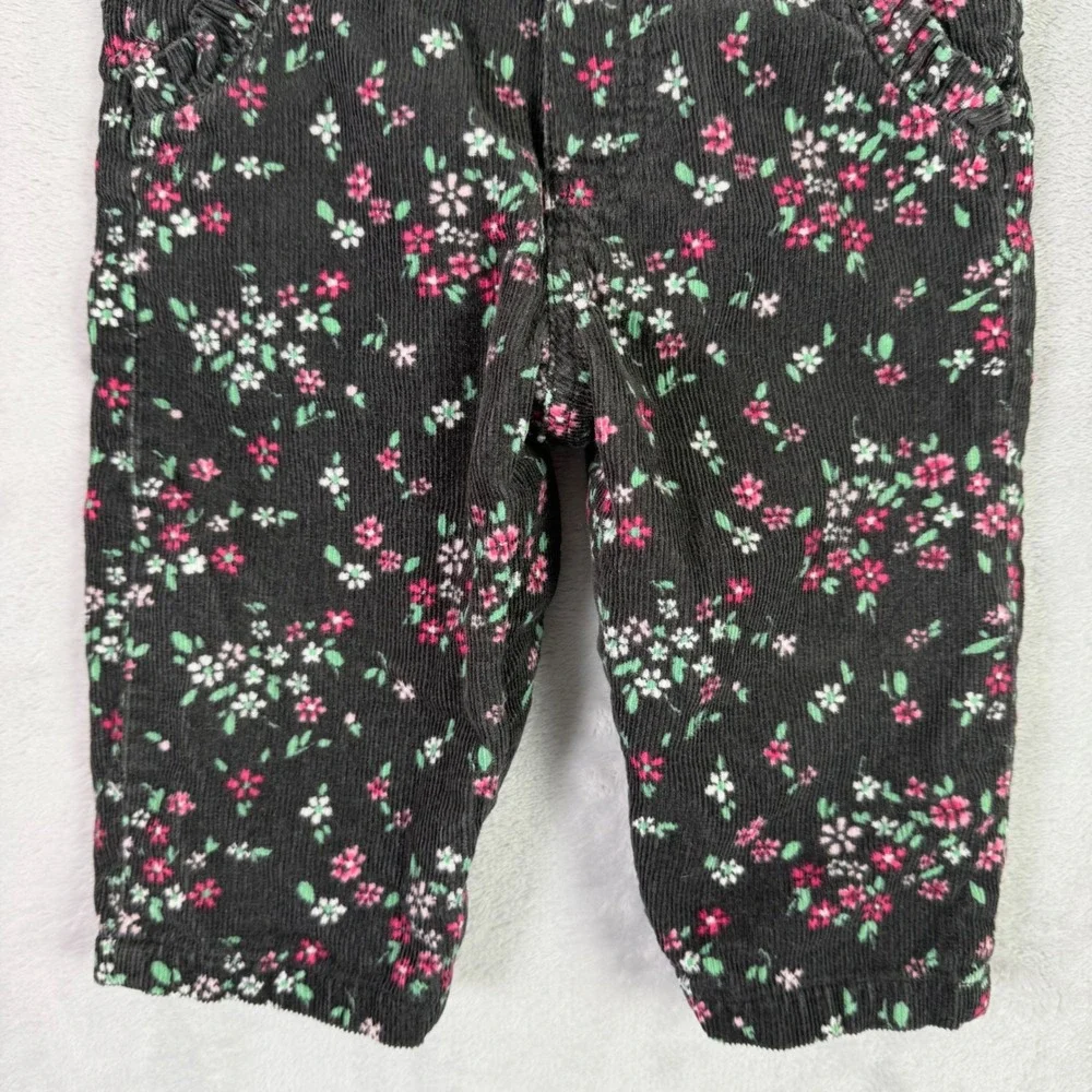OshKosh B'gosh Overalls Kids 6 Months Black Floral Corduroy Bibs 896-0089